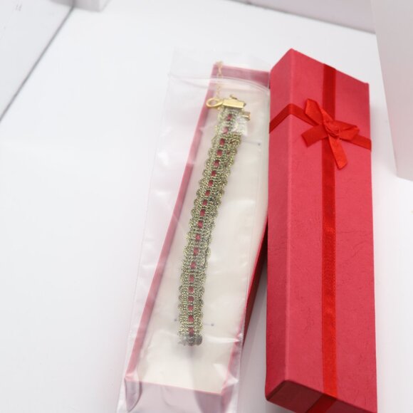 Gold Lace Choker - Adjustable 12.5' - 15' inch Red and Gold Color choker (#1) - Picture 11 of 11